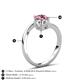 6 - Jianna 6.00 mm Cushion Forever Brilliant Moissanite and Round Pink Tourmaline 2 Stone Promise Ring 