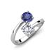 5 - Jianna 6.00 mm Cushion Forever Brilliant Moissanite and Round Iolite 2 Stone Promise Ring 