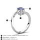 6 - Jianna 6.00 mm Cushion Forever Brilliant Moissanite and Round Iolite 2 Stone Promise Ring 