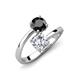 5 - Jianna 6.00 mm Cushion Forever Brilliant Moissanite and Round Black Diamond 2 Stone Promise Ring 