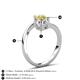 6 - Jianna 6.00 mm Cushion Forever Brilliant Moissanite and Round Lab Created Yellow Sapphire 2 Stone Promise Ring 