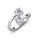 5 - Jianna 6.00 mm Cushion Forever Brilliant Moissanite and Round White Sapphire 2 Stone Promise Ring 