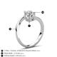6 - Jianna 6.00 mm Cushion Forever Brilliant Moissanite and Round White Sapphire 2 Stone Promise Ring 