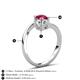 6 - Jianna 6.00 mm Cushion Forever Brilliant Moissanite and Round Ruby 2 Stone Promise Ring 