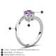6 - Jianna 6.00 mm Cushion Forever One Moissanite and Round Amethyst 2 Stone Promise Ring 