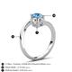 6 - Jianna 6.00 mm Cushion Forever One Moissanite and Round Blue Topaz 2 Stone Promise Ring 