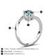 6 - Jianna 6.00 mm Cushion Forever One Moissanite and Round London Blue Topaz 2 Stone Promise Ring 