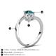6 - Jianna 6.00 mm Cushion Forever One Moissanite and Round Blue Diamond 2 Stone Promise Ring 