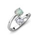 5 - Jianna 6.00 mm Cushion Forever Brilliant Moissanite and Round Opal 2 Stone Promise Ring 