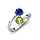 5 - Jianna 6.00 mm Cushion Peridot and Round Blue Sapphire 2 Stone Promise Ring 
