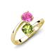 5 - Jianna 6.00 mm Cushion Peridot and Round Lab Created Pink Sapphire 2 Stone Promise Ring 