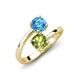 5 - Jianna 6.00 mm Cushion Peridot and Round Blue Topaz 2 Stone Promise Ring 