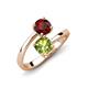 5 - Jianna 6.00 mm Cushion Peridot and Round Red Garnet 2 Stone Promise Ring 