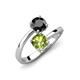 5 - Jianna 6.00 mm Cushion Peridot and Round Black Diamond 2 Stone Promise Ring 