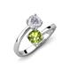 5 - Jianna 6.00 mm Cushion Peridot and Round White Sapphire 2 Stone Promise Ring 