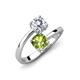 5 - Jianna 6.00 mm Cushion Peridot and IGI Certified Round Lab Grown Diamond 2 Stone Promise Ring 