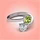 4 - Jianna 6.00 mm Cushion Peridot and GIA Certified Round Natural Diamond 2 Stone Promise Ring 