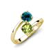 5 - Jianna 6.00 mm Cushion Peridot and Round Blue Diamond 2 Stone Promise Ring 