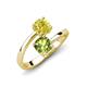 5 - Jianna 6.00 mm Cushion Peridot and Round Yellow Diamond 2 Stone Promise Ring 