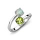 5 - Jianna 6.00 mm Cushion Peridot and Round Opal 2 Stone Promise Ring 