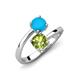 5 - Jianna 6.00 mm Cushion Peridot and Round Turquoise 2 Stone Promise Ring 