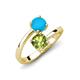5 - Jianna 6.00 mm Cushion Peridot and Round Turquoise 2 Stone Promise Ring 