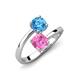5 - Jianna 6.00 mm Cushion Lab Created Pink Sapphire and Round Blue Topaz 2 Stone Promise Ring 
