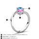6 - Jianna 6.00 mm Cushion Lab Created Pink Sapphire and Round Blue Topaz 2 Stone Promise Ring 