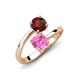 5 - Jianna 6.00 mm Cushion Lab Created Pink Sapphire and Round Red Garnet 2 Stone Promise Ring 