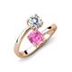 5 - Jianna 6.00 mm Cushion Lab Created Pink Sapphire and IGI Certified Round Lab Grown Diamond 2 Stone Promise Ring 