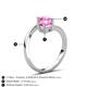 15 - Jianna 6.00 mm Cushion and Round Lab Created Pink Sapphire 2 Stone Promise Ring 