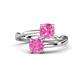 3 - Jianna 6.00 mm Cushion and Round Lab Created Pink Sapphire 2 Stone Promise Ring 