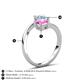 6 - Jianna 6.00 mm Cushion Lab Created Pink Sapphire and Round Aquamarine 2 Stone Promise Ring 