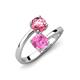 5 - Jianna 6.00 mm Cushion Lab Created Pink Sapphire and Round Pink Tourmaline 2 Stone Promise Ring 