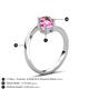 6 - Jianna 6.00 mm Cushion Lab Created Pink Sapphire and Round Pink Tourmaline 2 Stone Promise Ring 