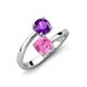 5 - Jianna 6.00 mm Cushion Lab Created Pink Sapphire and Round Amethyst 2 Stone Promise Ring 
