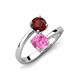 5 - Jianna 6.00 mm Cushion Lab Created Pink Sapphire and Round Red Garnet 2 Stone Promise Ring 