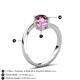 6 - Jianna 6.00 mm Cushion Lab Created Pink Sapphire and Round Red Garnet 2 Stone Promise Ring 
