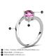 6 - Jianna 6.00 mm Cushion Lab Created Pink Sapphire and Round Rhodolite Garnet 2 Stone Promise Ring 