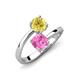 5 - Jianna 6.00 mm Cushion Lab Created Pink Sapphire and Round Lab Created Yellow Sapphire 2 Stone Promise Ring 
