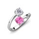 5 - Jianna 6.00 mm Cushion Lab Created Pink Sapphire and Round White Sapphire 2 Stone Promise Ring 