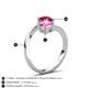 6 - Jianna 6.00 mm Cushion Lab Created Pink Sapphire and Round Ruby 2 Stone Promise Ring 
