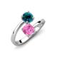 5 - Jianna 6.00 mm Cushion Lab Created Pink Sapphire and Round Blue Diamond 2 Stone Promise Ring 