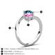 6 - Jianna 6.00 mm Cushion Lab Created Pink Sapphire and Round Blue Diamond 2 Stone Promise Ring 