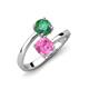 5 - Jianna 6.00 mm Cushion Lab Created Pink Sapphire and Round Lab Created Alexandrite 2 Stone Promise Ring 