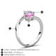 6 - Jianna 6.00 mm Cushion Lab Created Pink Sapphire and Round Forever Brilliant Moissanite 2 Stone Promise Ring 