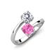 5 - Jianna 6.00 mm Cushion Lab Created Pink Sapphire and Round Forever One Moissanite 2 Stone Promise Ring 