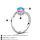 6 - Jianna 6.00 mm Cushion Lab Created Pink Sapphire and Round Turquoise 2 Stone Promise Ring 