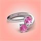 9 - Jianna 6.00 mm Cushion and Round Lab Created Pink Sapphire 2 Stone Promise Ring 