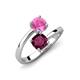5 - Jianna 6.00 mm Cushion Rhodolite Garnet and Round Lab Created Pink Sapphire 2 Stone Promise Ring 